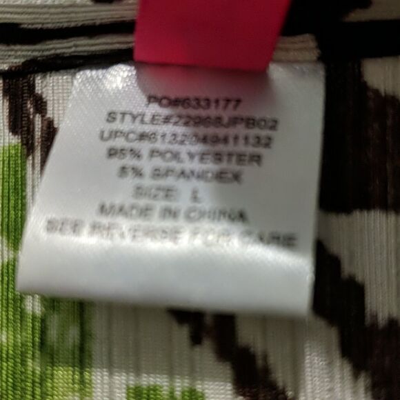 HeartSoul green black white print top Sz L NWOT - Picture 5 of 6